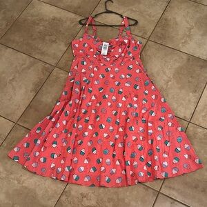 Torrid women’s plus size Pink Midi Dress with Cupcake Pattern size 1X